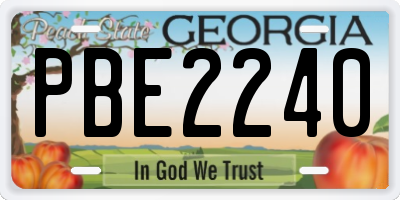 GA license plate PBE2240