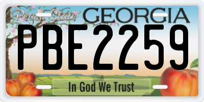 GA license plate PBE2259