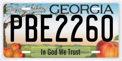 GA license plate PBE2260