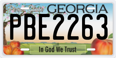 GA license plate PBE2263