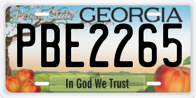 GA license plate PBE2265