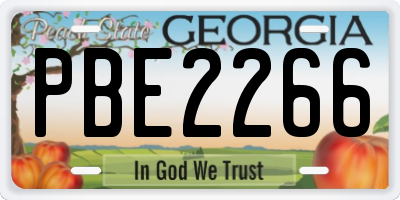 GA license plate PBE2266