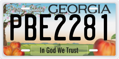 GA license plate PBE2281