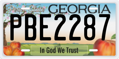 GA license plate PBE2287