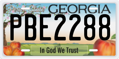 GA license plate PBE2288