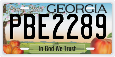 GA license plate PBE2289