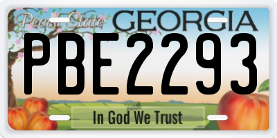 GA license plate PBE2293