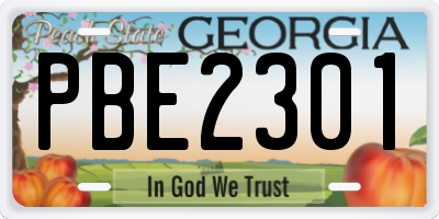 GA license plate PBE2301