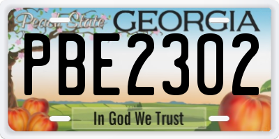 GA license plate PBE2302