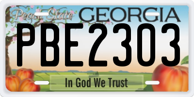 GA license plate PBE2303