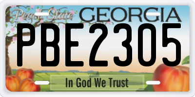 GA license plate PBE2305