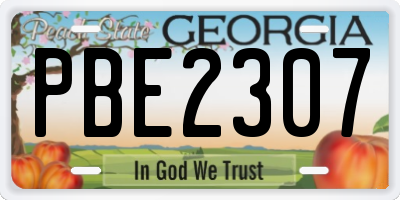 GA license plate PBE2307