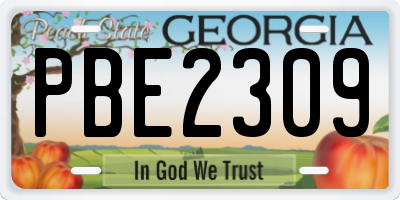 GA license plate PBE2309