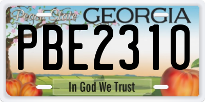GA license plate PBE2310