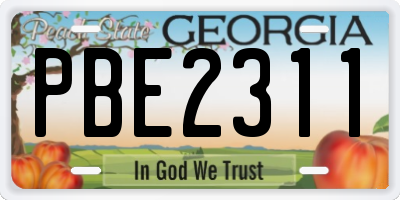 GA license plate PBE2311