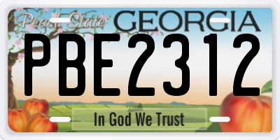 GA license plate PBE2312
