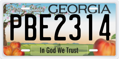 GA license plate PBE2314