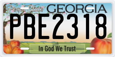 GA license plate PBE2318