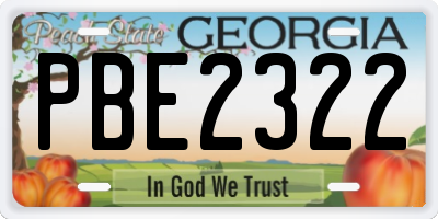 GA license plate PBE2322