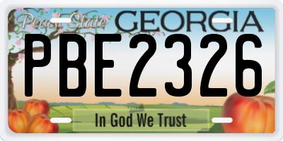 GA license plate PBE2326