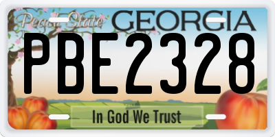GA license plate PBE2328