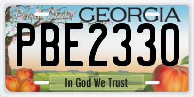 GA license plate PBE2330