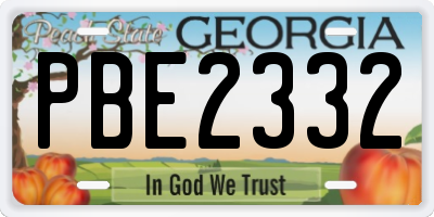 GA license plate PBE2332