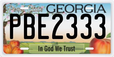GA license plate PBE2333