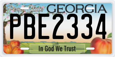 GA license plate PBE2334