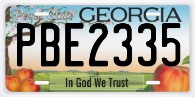 GA license plate PBE2335