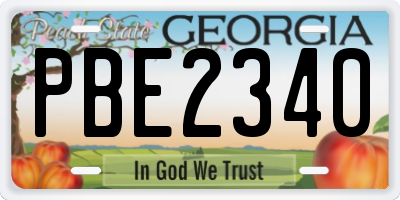 GA license plate PBE2340