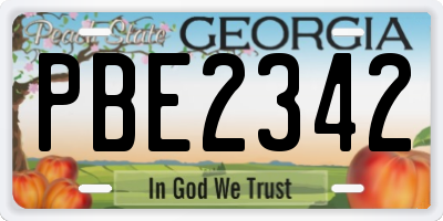 GA license plate PBE2342