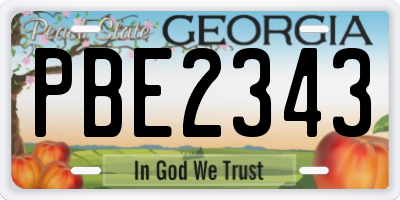 GA license plate PBE2343