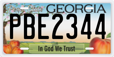 GA license plate PBE2344