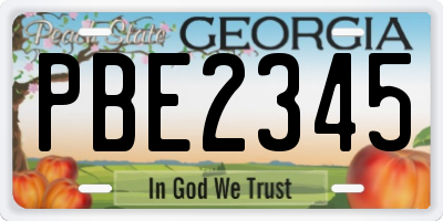 GA license plate PBE2345