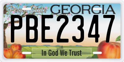 GA license plate PBE2347