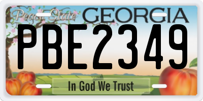 GA license plate PBE2349