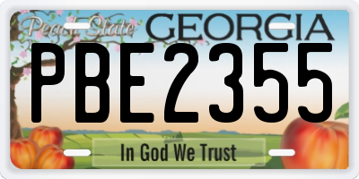 GA license plate PBE2355