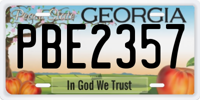 GA license plate PBE2357