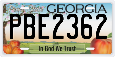 GA license plate PBE2362