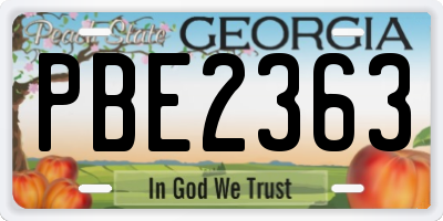GA license plate PBE2363