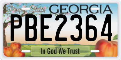 GA license plate PBE2364