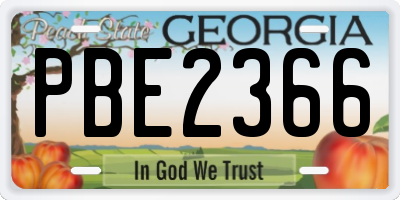 GA license plate PBE2366