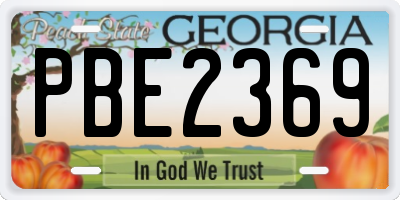 GA license plate PBE2369