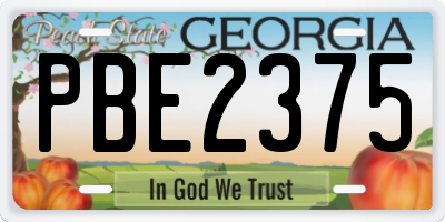 GA license plate PBE2375