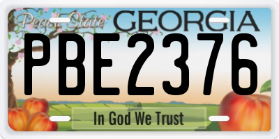 GA license plate PBE2376