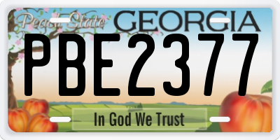 GA license plate PBE2377