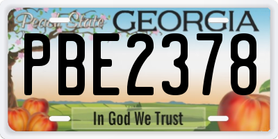 GA license plate PBE2378