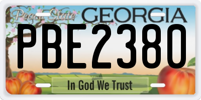 GA license plate PBE2380