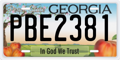 GA license plate PBE2381